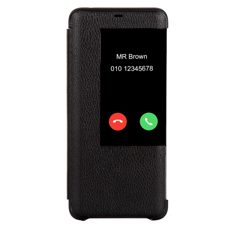 

Litchi Texture Smart Horizontal Flip Leather Case for Huawei Mate 20 Pro, With Call Display ID (Black)
