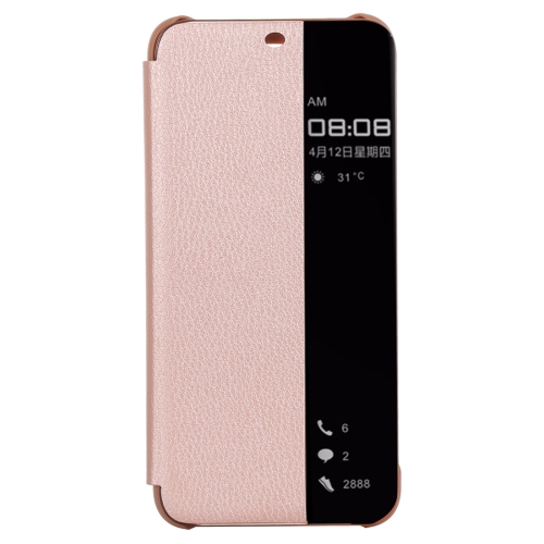 

Litchi Texture Smart Horizontal Flip Leather Case for Huawei Mate 20 Lite, With Call Display ID (Rose Gold)