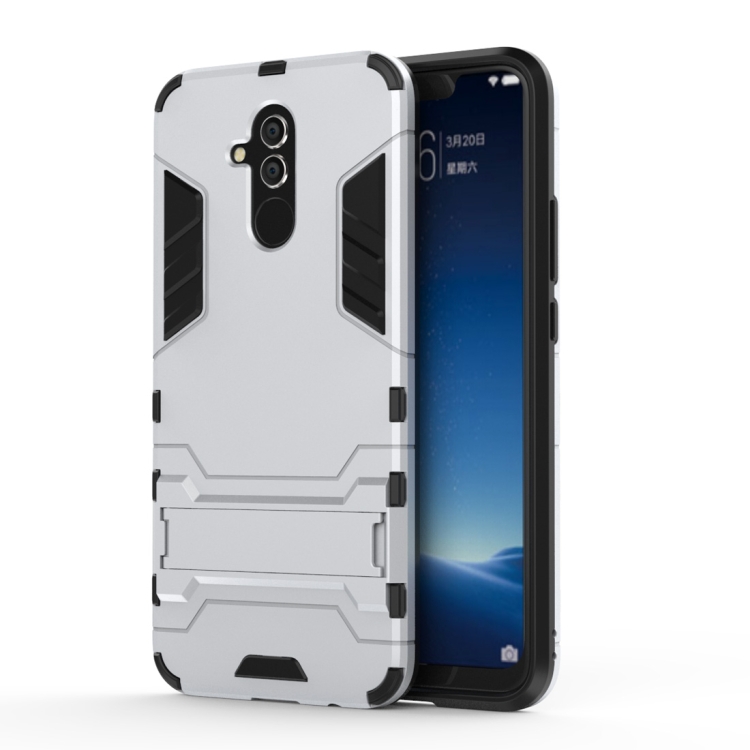 

Shockproof PC + TPU Case for Huawei Mate 20 Lite, with Holder(Silver)