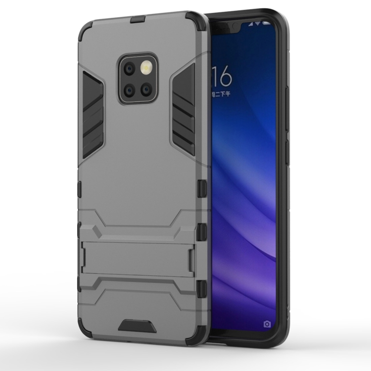 

Shockproof PC + TPU Case for Huawei Mate 20 Pro, with Holder(Grey)