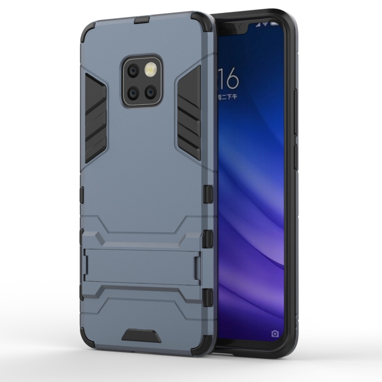 

Shockproof PC + TPU Case for Huawei Mate 20 Pro, with Holder(Navy Blue)