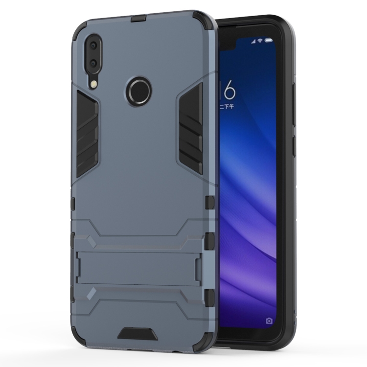

Shockproof PC + TPU Case for Huawei Y9 (2019) / Enjoy 9 Plus, with Holder(Navy Blue)