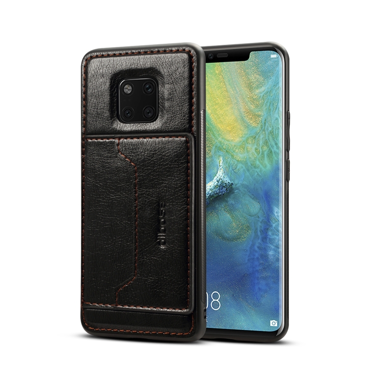 

Dibase TPU + PC + PU Crazy Horse Texture Protective Case for Huawei Mate 20 Pro, with Holder & Card Slots(Black)