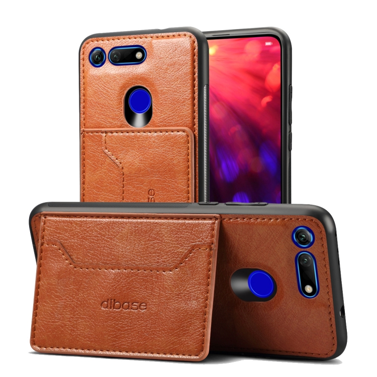 

Dibase TPU + PC + PU Crazy Horse Texture Protective Case for Huawei Honor View 20, with Holder & Card Slots (Brown)