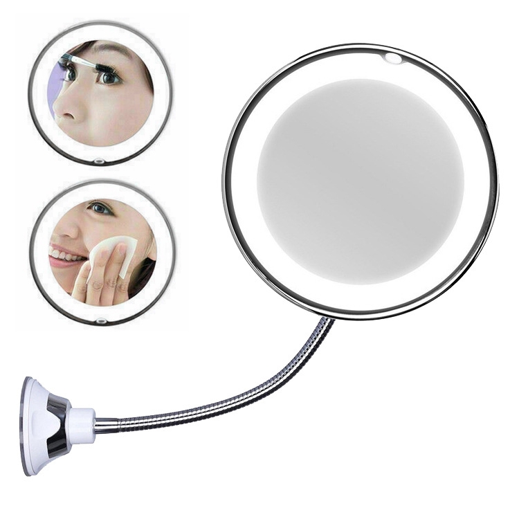 

Suction Cup Type LED Lighted Makeup Mirror Flexible Wall Mounted Folding Mirror