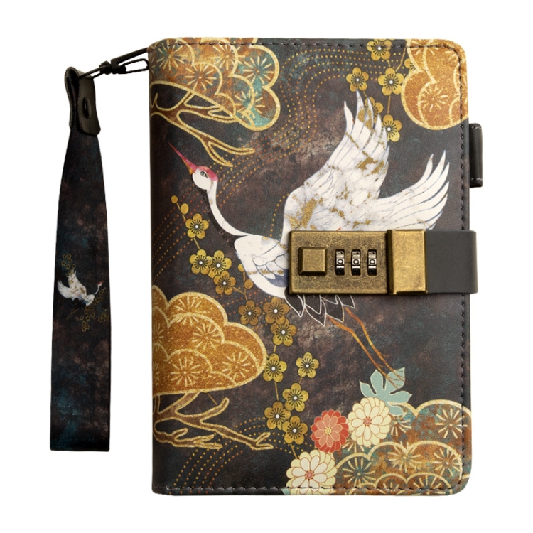 

B6 Antique Style Loose-leaf Notebook Diary Book with Password Lock (Crane)