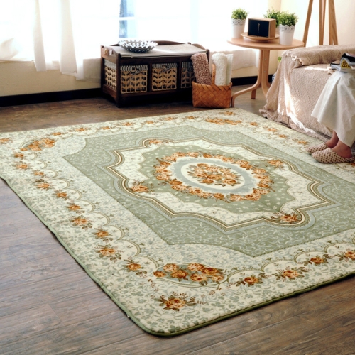 

Rose Pattern Fuzzy Living Room Carpet Bedroom Bedside Mat, Size: 2m x 2.4m (Green)