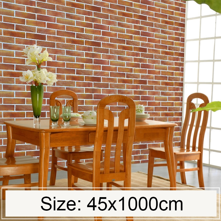 

Horizontal Large Brick Creative 3D Stone Brick Decoration Wallpaper Stickers Bedroom Living Room Wall Waterproof Wallpaper Roll, Size: 45 x 1000cm