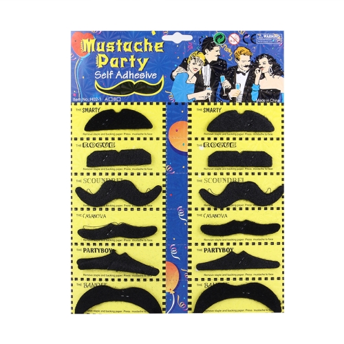 

12 PCS Funny Halloween Props Self-adhesive Fake Mustaches Kit