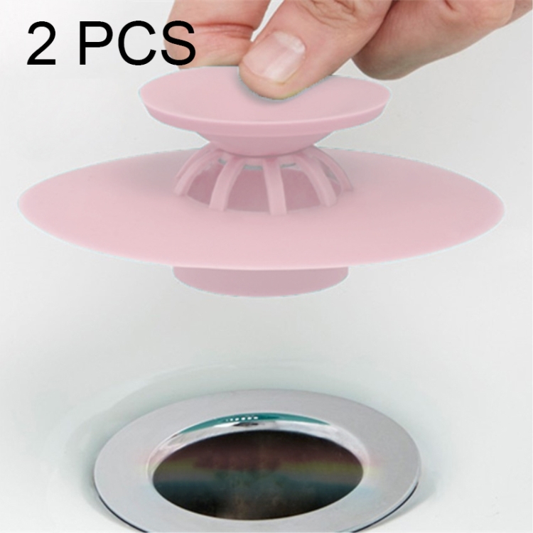 

2 PCS Silicone Drain Stopper Deodorant Sink Bathtub Floor Drain Protector, Random Color Delivery(Pink)