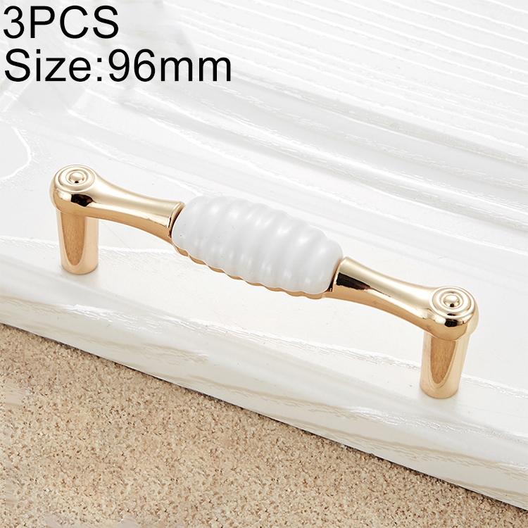 

3 PCS 5002-96 Gold Imitated Zinc Alloy Ceramic Handle for Cabinet Wardrobe Drawer Door, Hole Spacing: 96mm