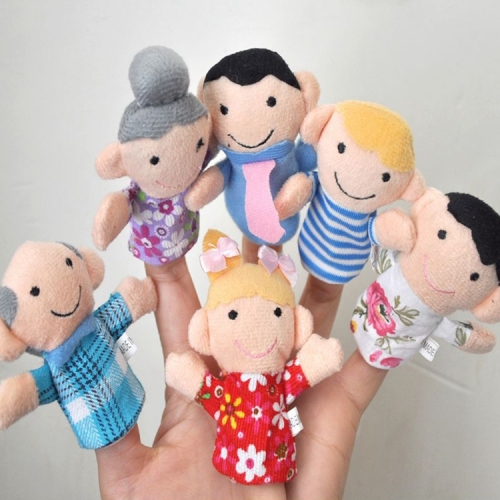 

6 PCS Kids Puppets Theater Gift Cartoon Family Finger Plush Cloth Toy Hand Dolls Set, Random Color Delivery