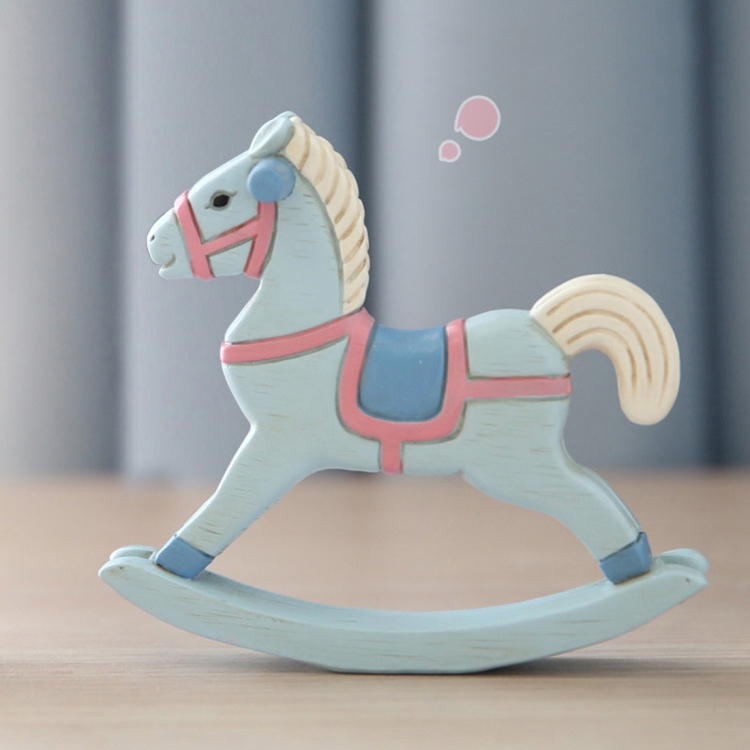 

Creative Crafts Rocking Horse for Home House Decoration Desk Ornament (Baby Blue)