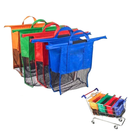 

Supermarket Trolly Bags Non-Woven Portable Shopping Bags, a Set of 4 Bags