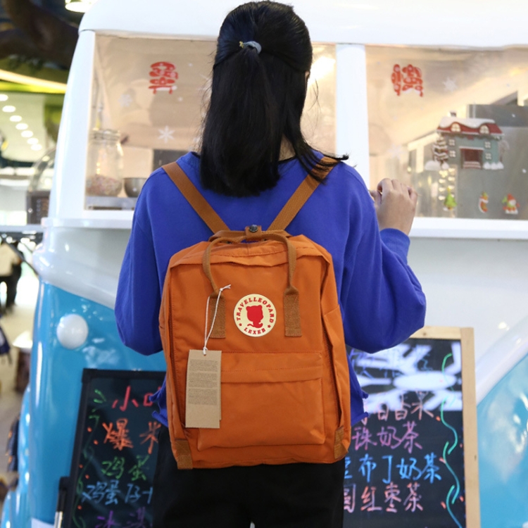 orange canvas backpack