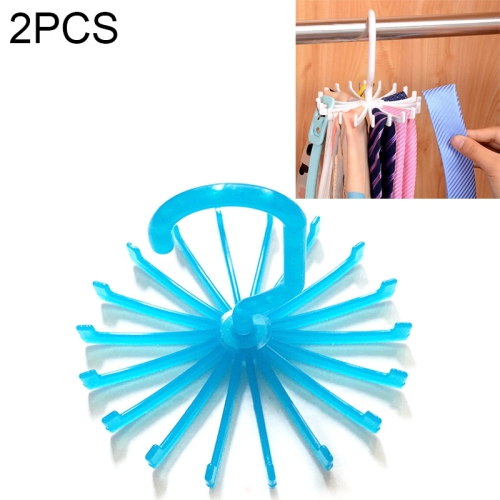 

2 PCS 18 Claws 360 Degree Rotatable Tie Rack Belt Scarf Hanger Holder, Size: L(Blue)
