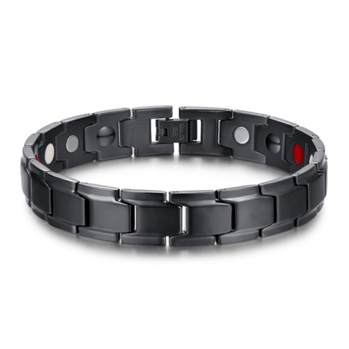 

Europe and America Style Fashion Men Jewelry Stainless Steel + Black Plating Magnetic Health Bracelet, Size: 12mm*22cm (Black)