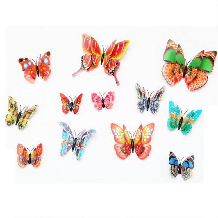

60 PCS Home Decoration Originality Double-deck PVC 3D Butterfly Wall Paste