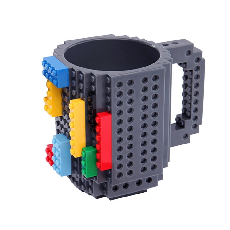 

350ml Creative DIY Building Block Style Mug with Mini Building Blocks Car(Grey)