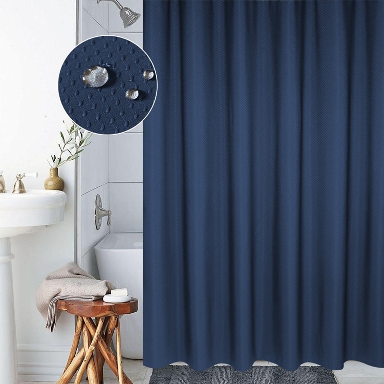 

Thickening Waterproof And Mildew Curtain Honeycomb Texture Polyester Cloth Shower Curtain Bathroom Curtains,Size:240*200cm(Dark Blue)