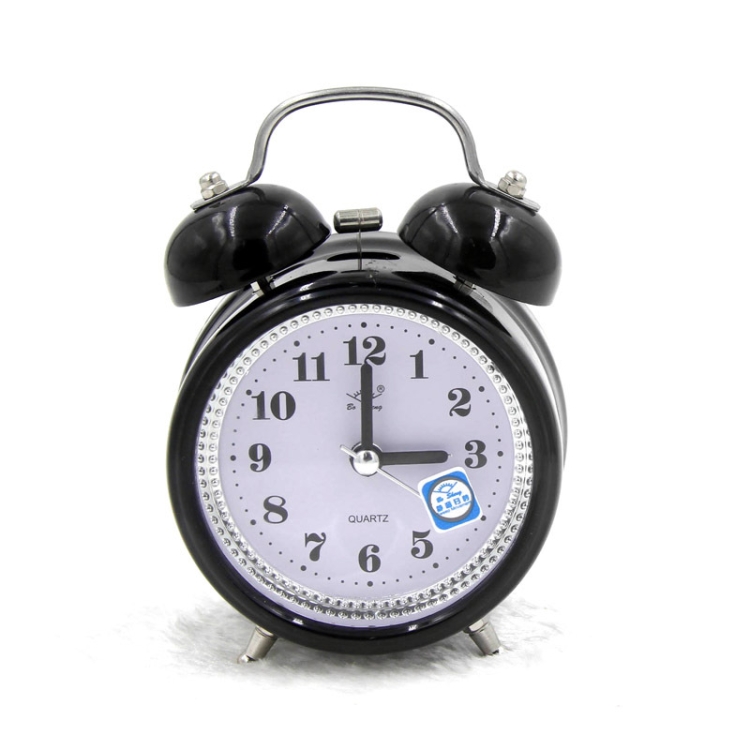 

Fashion Mute Metal Alarm Clock with Night Light, Size: 12*8.5cm(Black)