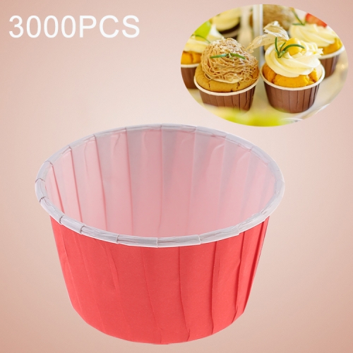 

3000 PCS Round Lamination Cake Cup Muffin Cases Chocolate Cupcake Liner Baking Cup, Size: 5 x 3.8 x 3cm (Red)