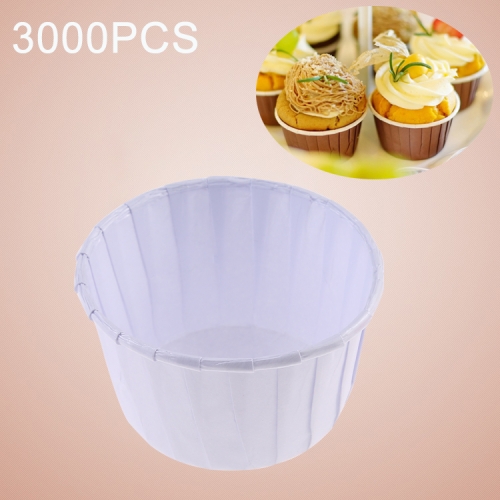 

3000 PCS Round Lamination Cake Cup Muffin Cases Chocolate Cupcake Liner Baking Cup, Size: 5 x 3.8 x 3cm (White)