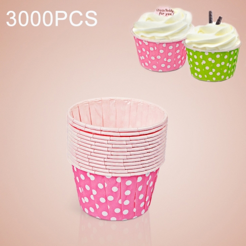 

3000 PCS Dot Pattern Round Lamination Cake Cup Muffin Cases Chocolate Cupcake Liner Baking Cup, Size: 5 x 3.8 x 3cm (Pink)