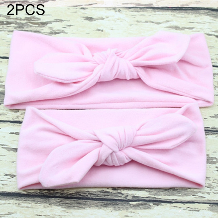 

2 in 1 Mom and Baby Parent-child Creative Cute Bowknot Elastic Cotton Hair Band (Pink)