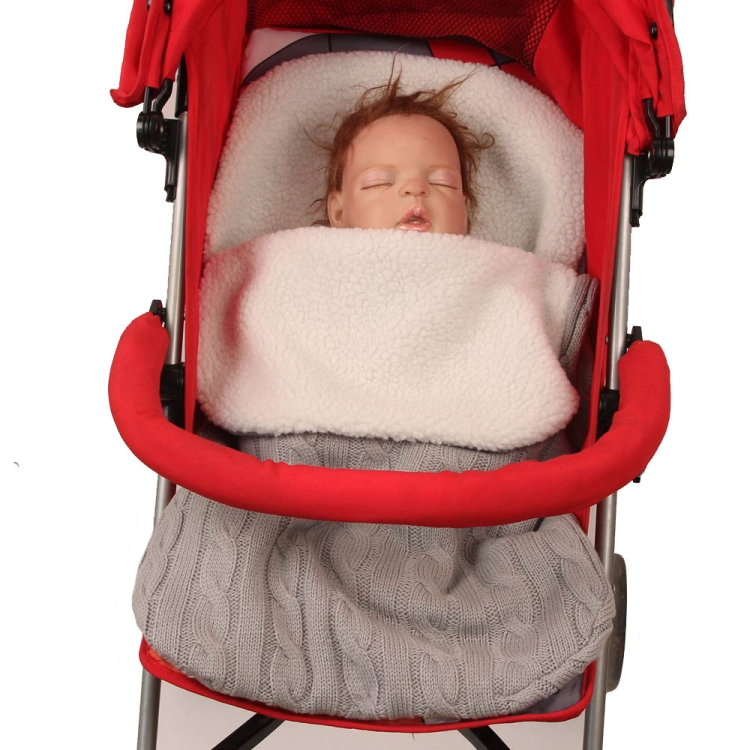 

Thick Baby Swaddle Wrap Knit Envelope Sleeping Bag Newborn Infant Warm Bands Indoor Infant Stroller Sleeping Bag (Light Grey)