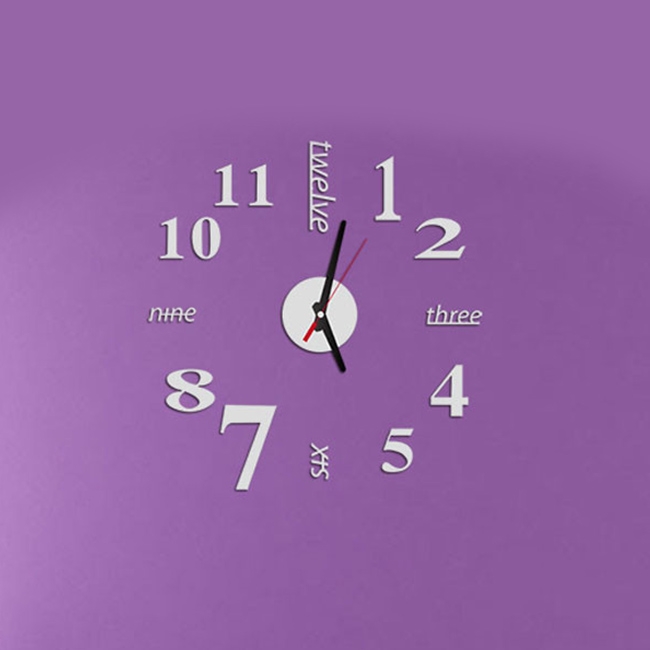 

Lovelife WC37130 Acrylic English Digital DIY Stereo Wall Clock Wall Stick Clock (White)