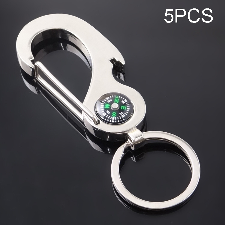 

5 PCS Men Waist-hanging Compass Bottle Opener Key Ring, Size: 10x3.4cm