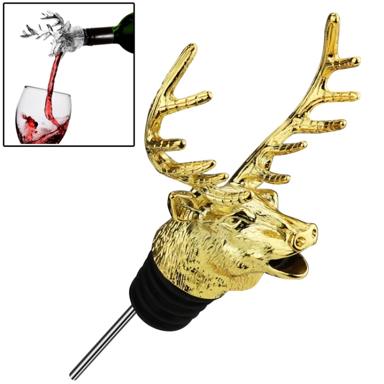 

Deer Head Shape Wine Pouring Machine Wine Mouth Red Wine Bottle Stopper,Size:11.8x7.7cm(Gold)