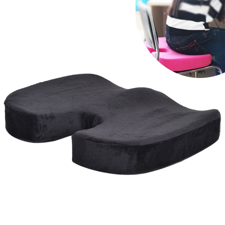 

W-shaped Rebound Memory Foam Anti-Hemorrhoids Car Health Buttock Cushion, Size: 45x35x7cm(Black)