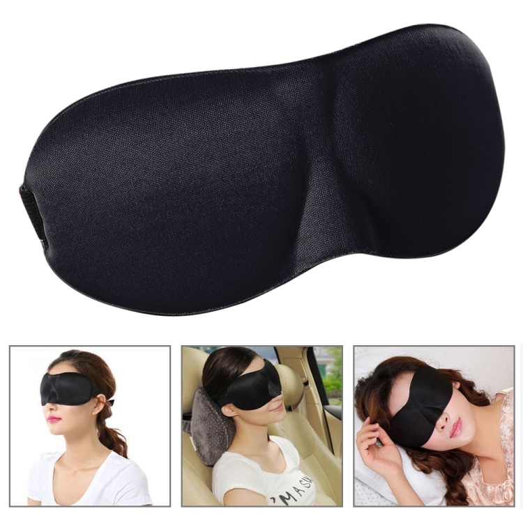 

3D Portable Shading Sleep Rest Aid Cover Eye Patch Sleeping Mask Female Cute Eye Mask(Black)