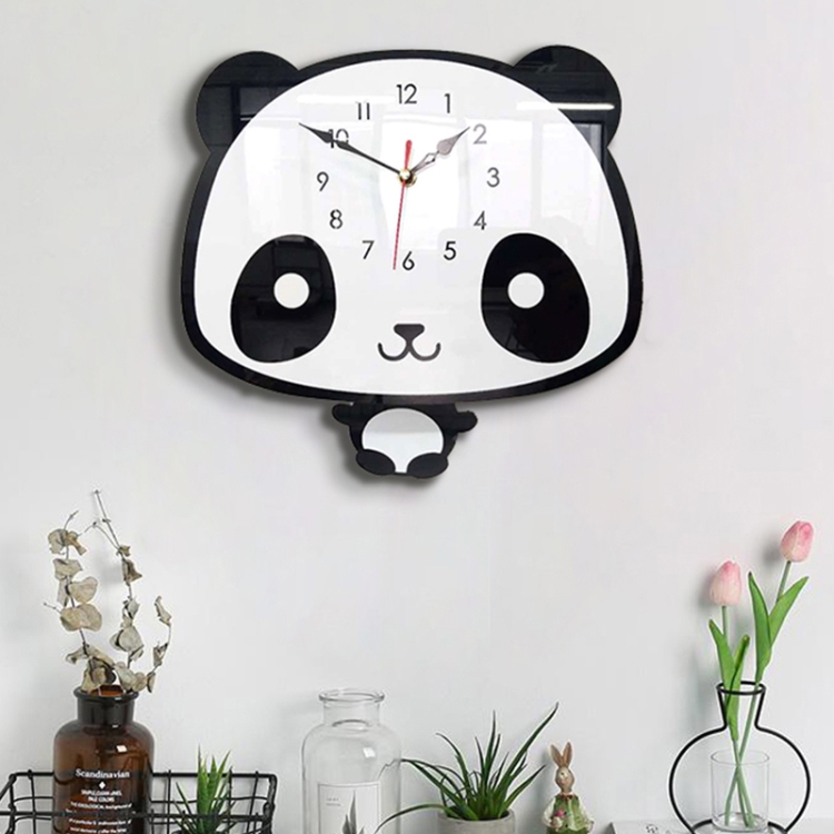

Creative Home Office Bedroom Decoration Panda Swing Acrylic Wall Clock