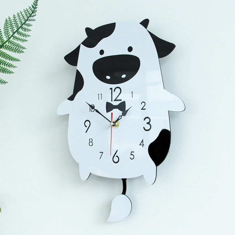 

Creative Home Office Bedroom Decoration Cow Swing Acrylic Wall Clock (Black)