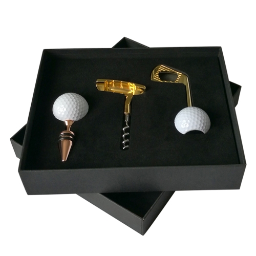 

4 in 1 Golf Beer Bottle Opener + Red Wine Bottle Opener + Golf Red Wine Stopper + Box Set (Gold)