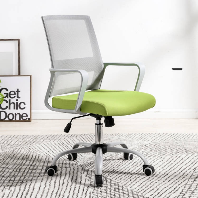 

TO-329 Computer Chair Office Chair Home Back Chair Comfortable Simple Desk Chair Gray Frame Sliding Wheelchair (Green)