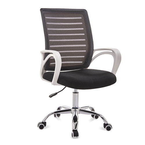 

9050 Computer Chair Office Chair Home Back Chair Comfortable White Frame Simple Desk Chair (Black)