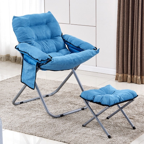 

Creative Lazy Folding Sofa Living Room Single Sofa Chair Tatami Lounge Chair with Footrest (Blue)