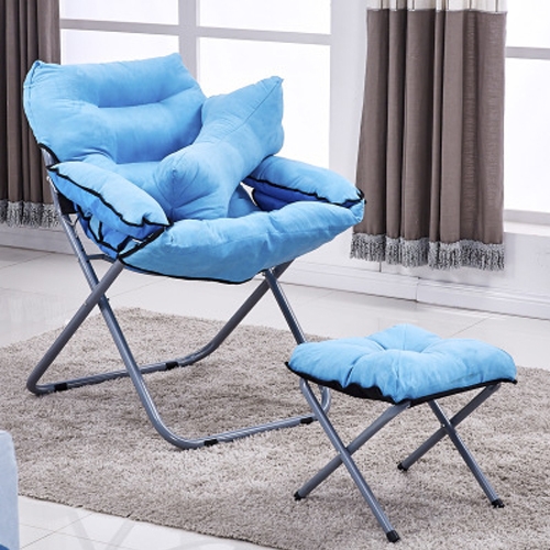 

Creative Lazy Folding Sofa Living Room Single Sofa Chair Tatami Lounge Chair with Footrest / Pillow (Blue)