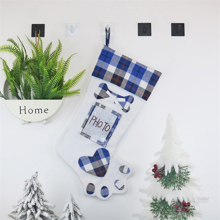 

2 PCS CX20203 Creative Dog Paw Christmas Sock Gift Bag Christmas Tree Pendant Decoration (Blue)