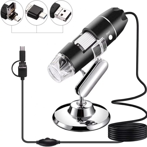 

1000X Magnifier HD 0.3MP Image Sensor 3 in 1 USB Digital Microscope with 8 LED & Professional Stand (Grey)