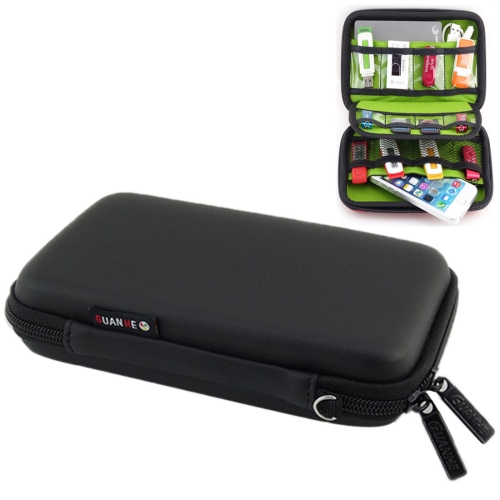 

Portable Multi-function EVA Material Digital Device Travel Storage Bag for Phone / Power Bank / USB Disk / SD Disk / PSP Console, Internal Size: 16.5*9.5*3.8cm(Black)