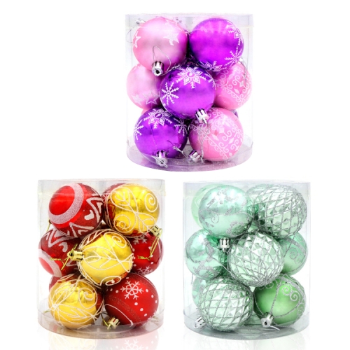 

3 Barrels / 36 PCS Painted Bright Light Hanging String Ball Christmas Tree Decoration, Random Color Delivery