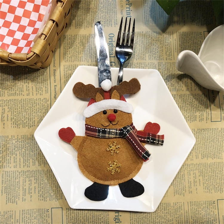 

Elk Pattern Tableware Knife Fork Pocket Cover Bag Christmas Decoration
