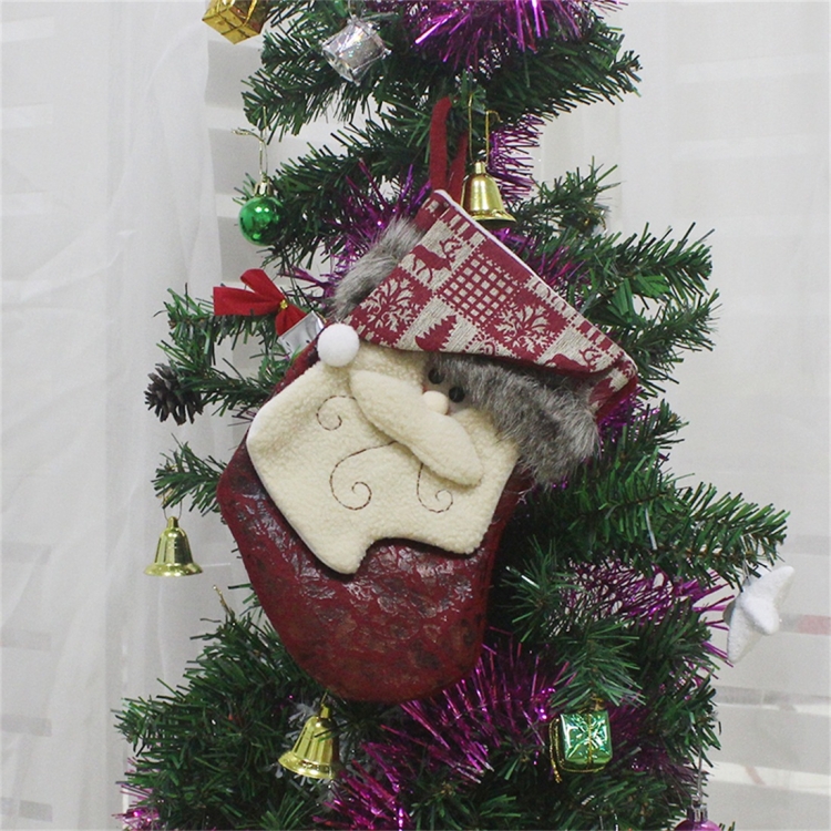 

Santa Claus Pattern Christmas Sock Gift Bag Christmas Tree Pendant Decoration