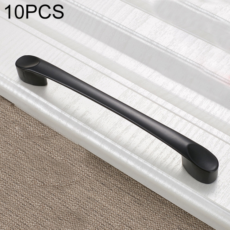 

10 PCS 6225C-128 Simple Cabinet Door Handle Drawer Wardrobe Zinc Alloy Handle (Black)