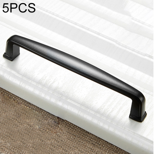 

5 PCS 6227-128 Simple Cabinet Door Handle Drawer Wardrobe Zinc Alloy Handle (Black)